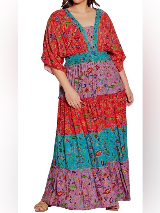 Dresses & Skirts - Avenue Plus Size Daisy Boho Tiered Maxi Dress Sz 26/28